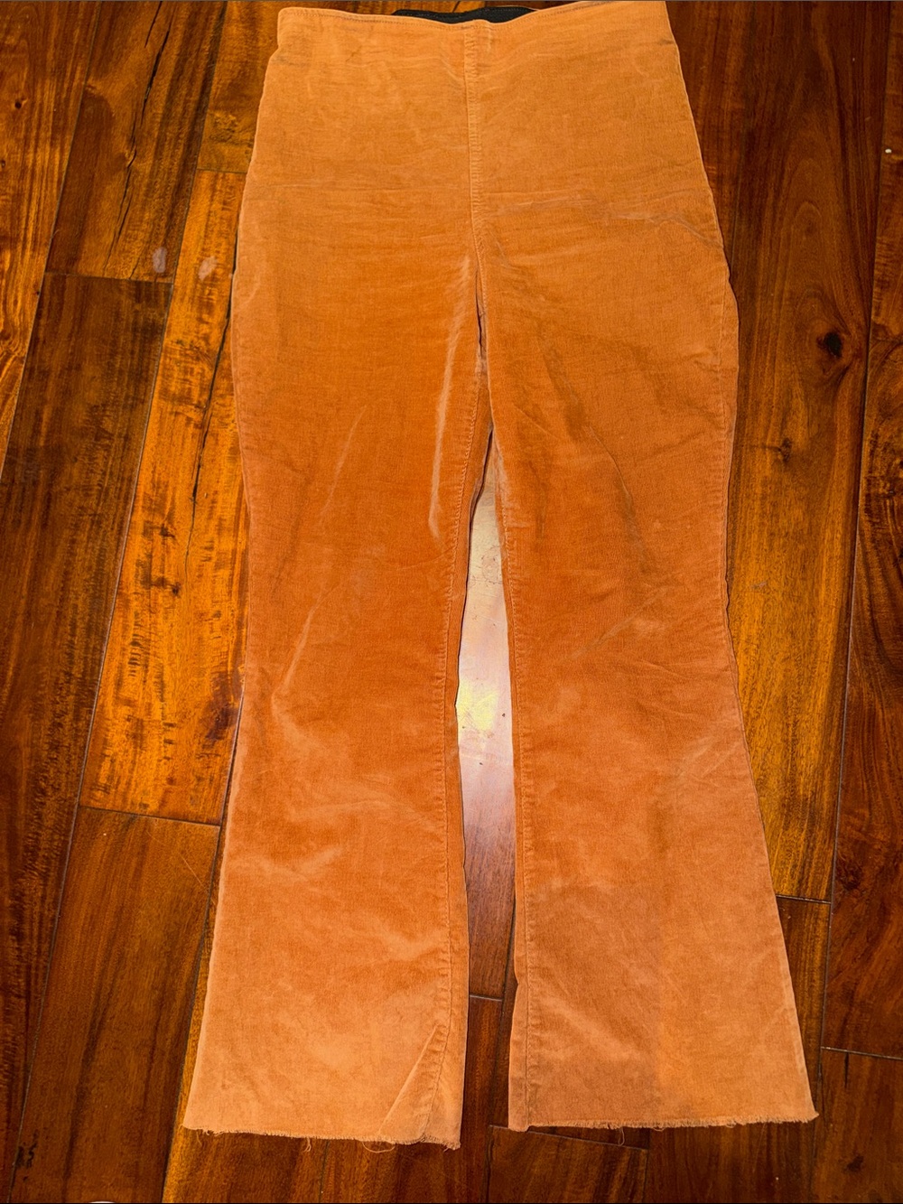 Knox Rose Corduroy Flare Pants in Burnt Orange stretch